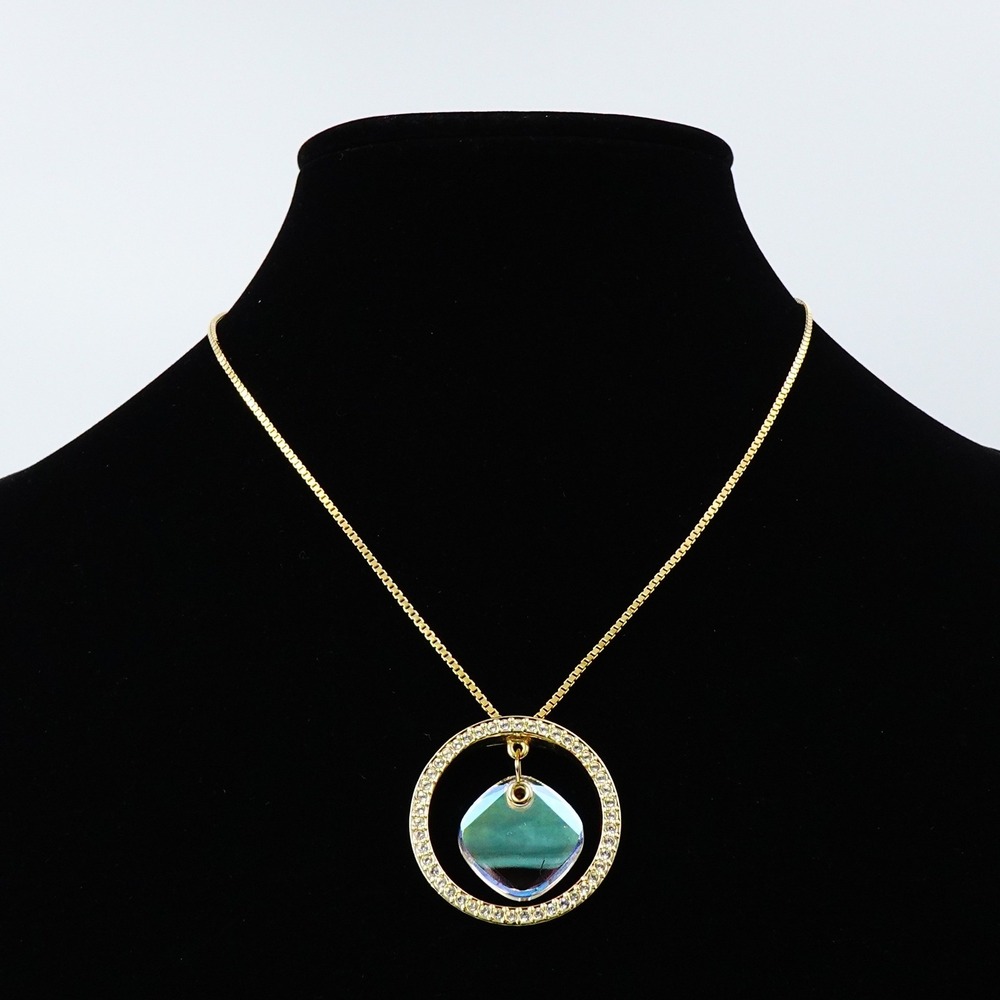 SWAROVSKI Etoile Necklace Gold Tone Pave Rhinestone Iridescent Pendant Celestial